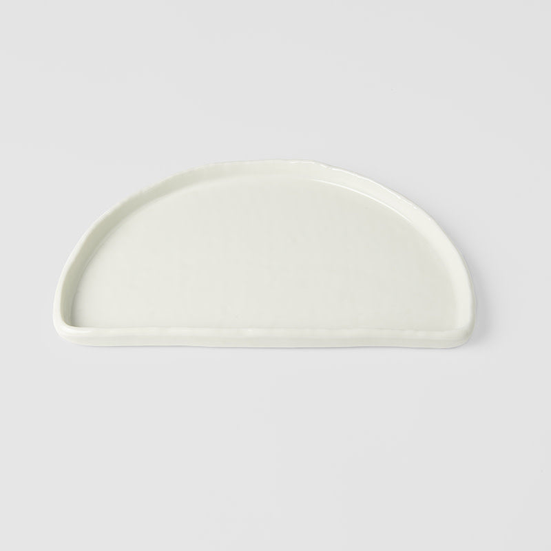 Half Moon Plate 21cm Ivory White Glaze
