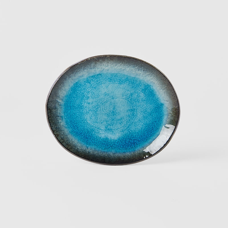Plate Oval 18cm Sky Blue Glaze