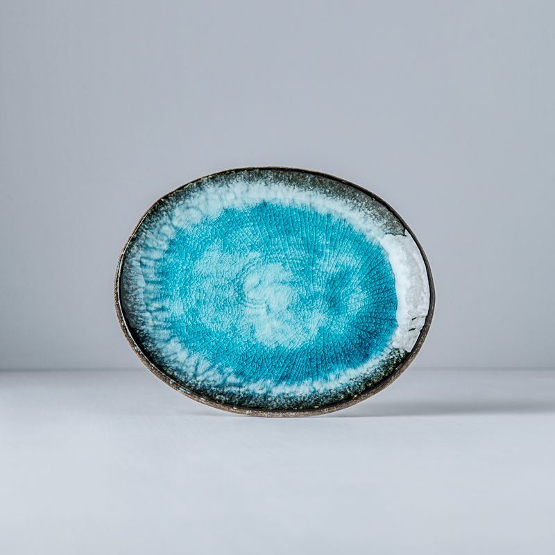 Plate Oval 18cm Sky Blue Glaze