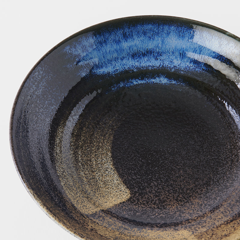 Pasta Bowl Flat 23cm Gold Brushstroke Glaze