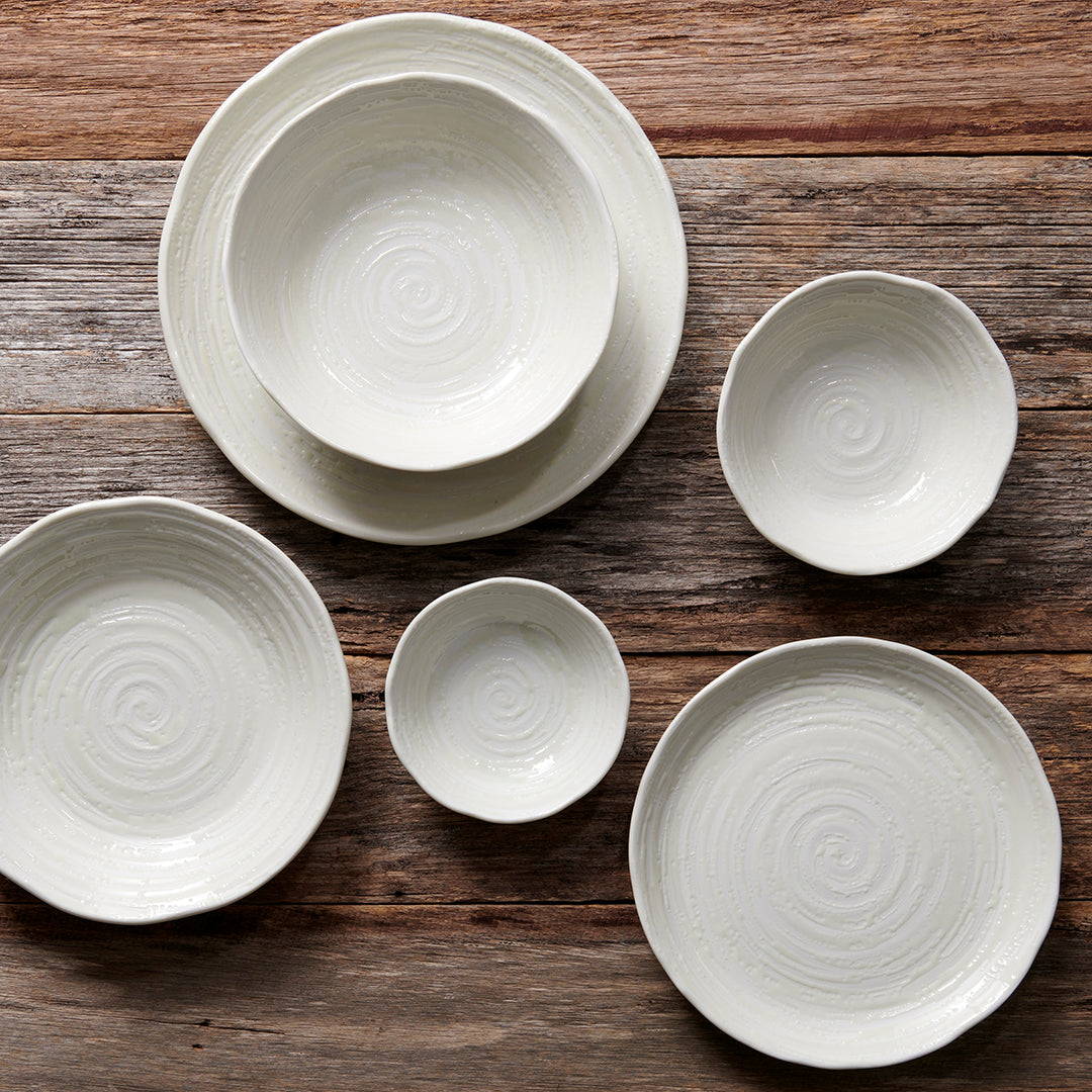 Bowl 23.5cm White Spiral Glaze