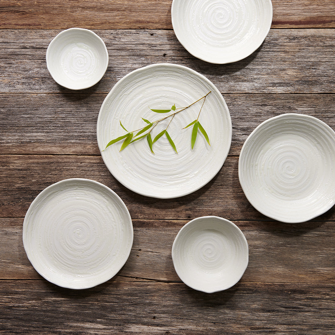 Bowl 23.5cm White Spiral Glaze