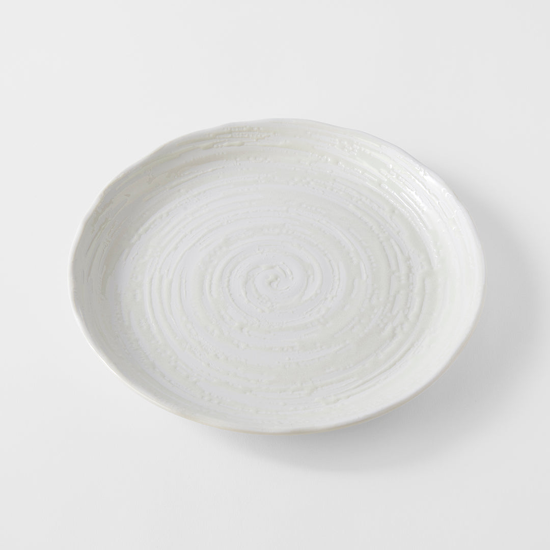 Dinner Plate 24.5cm White Spiral Glaze