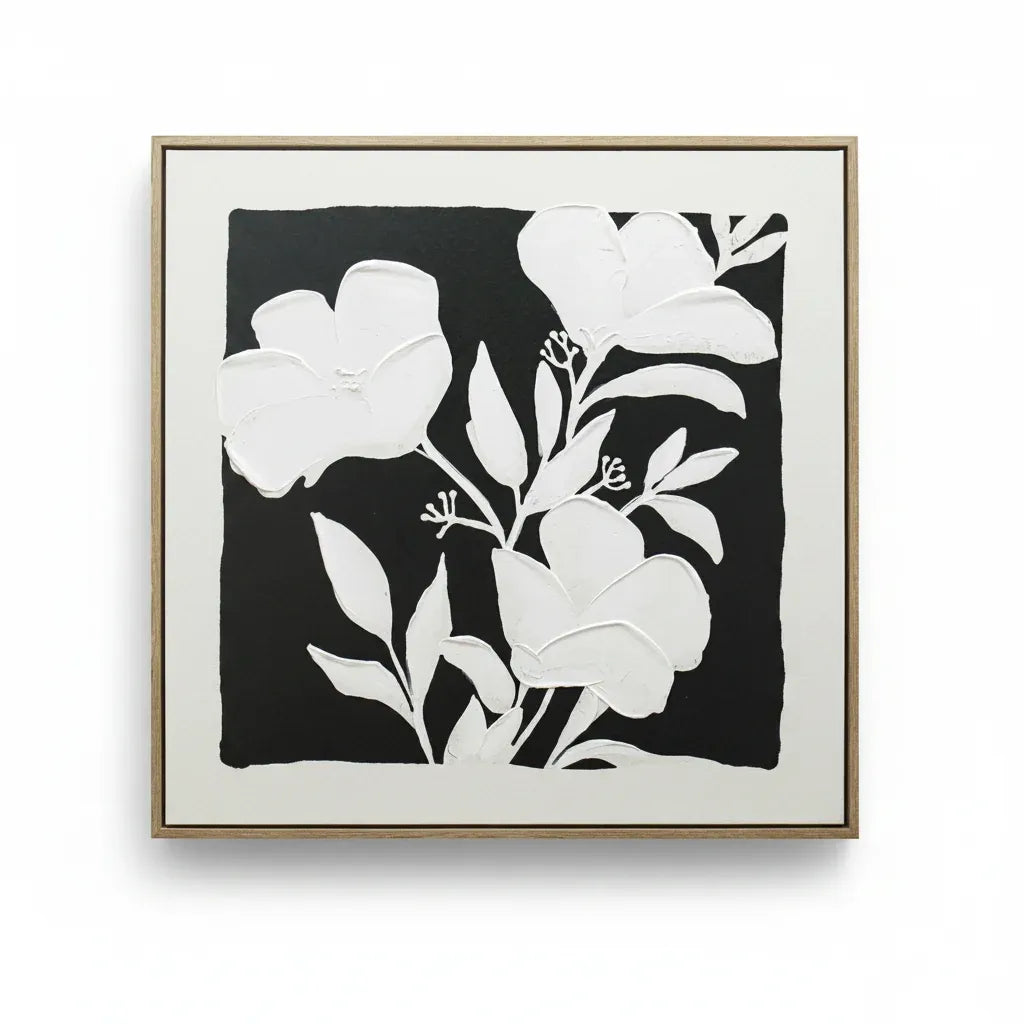 Bulk 4 Black & White Blooms A Framed Artwork 80cm