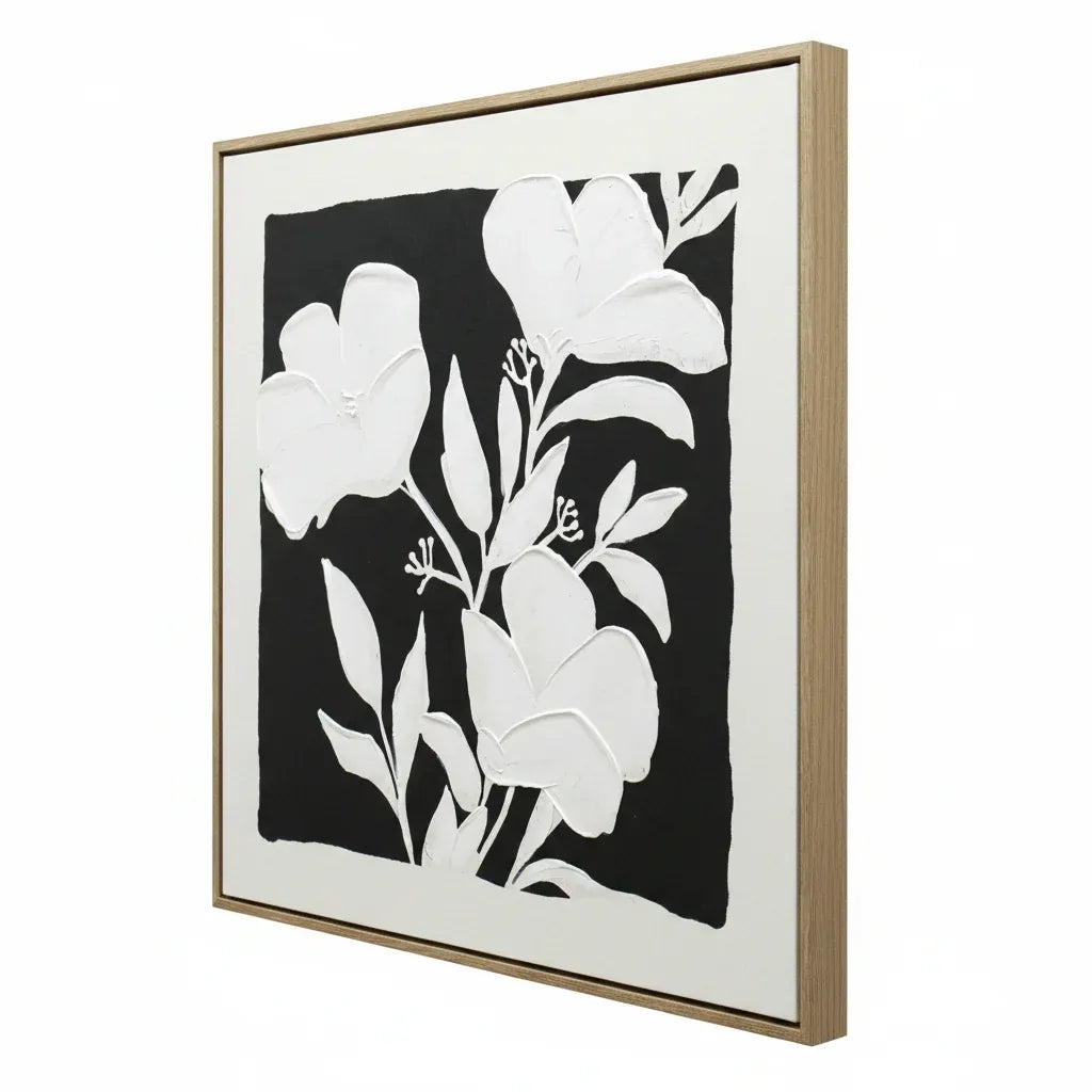 Bulk 4 Black & White Blooms A Framed Artwork 80cm