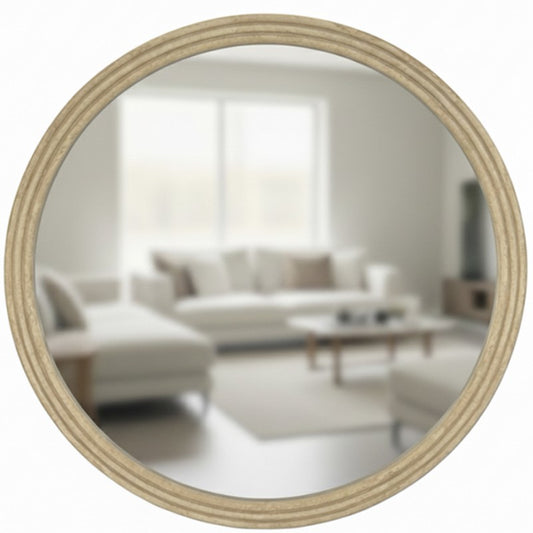 Travertine Look Round Mirror 80cm