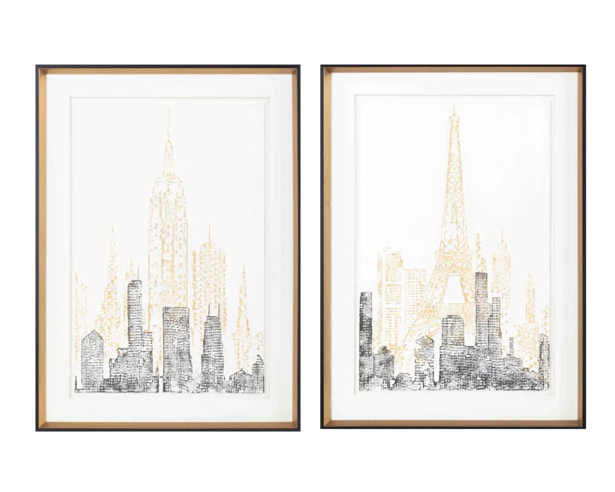 Bulk 2 Cityscape 2toned Framed Wallart 50x70cm 2 Asst
