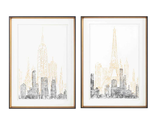 Bulk 2 Cityscape 2toned Framed Wallart 50x70cm 2 Asst