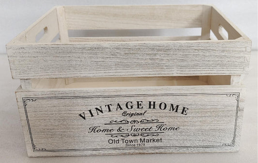 Vintage Home Wood Crates White Wash 40x22cm