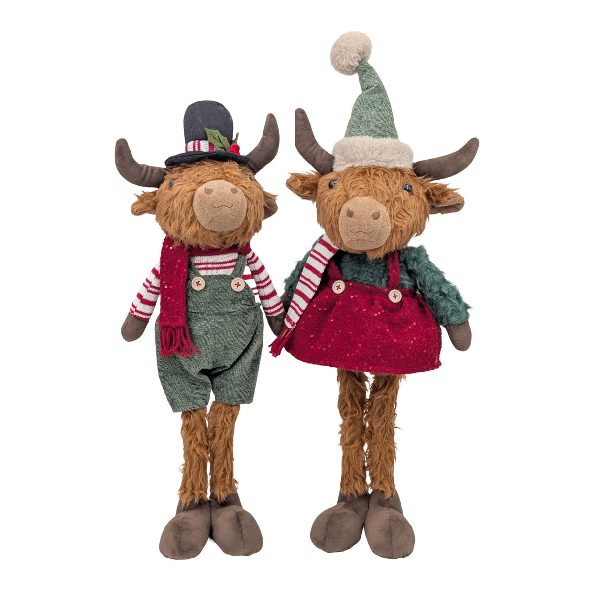 Bulk 6 Xmas Standing Highland Cow 20x15x70cm 2 Asst