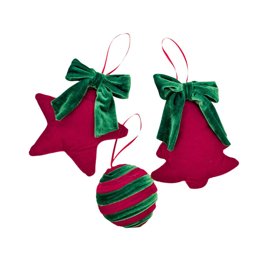 Bulk 24 The Velvet Christmas Hanger Dia 9cm/15cm 3 Asst