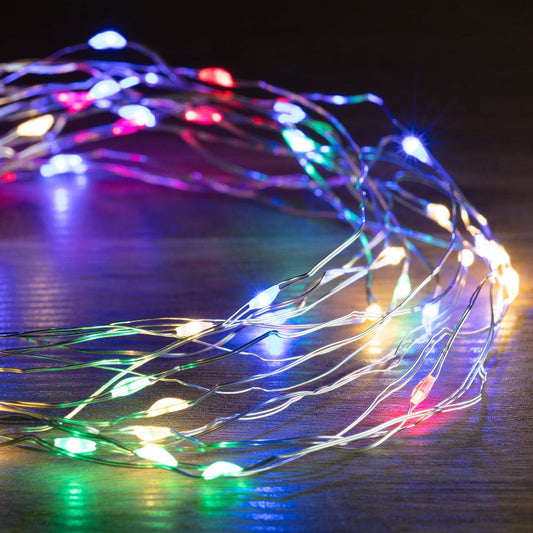 Battery Operated 30 LED Wire Pin Lights 3m, available in 3 Colors - Multicolor