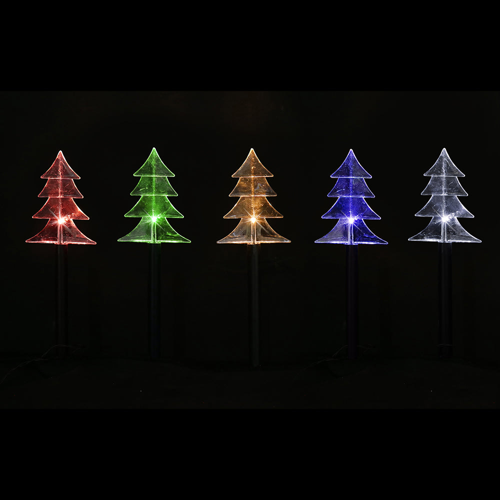 Solar Tree Shape Path Lights  5 Pack, 38cm available in 2 Colors - Multicolor