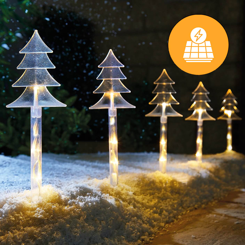 Solar Tree Shape Path Lights  5 Pack, 38cm available in 2 Colors - Warm White