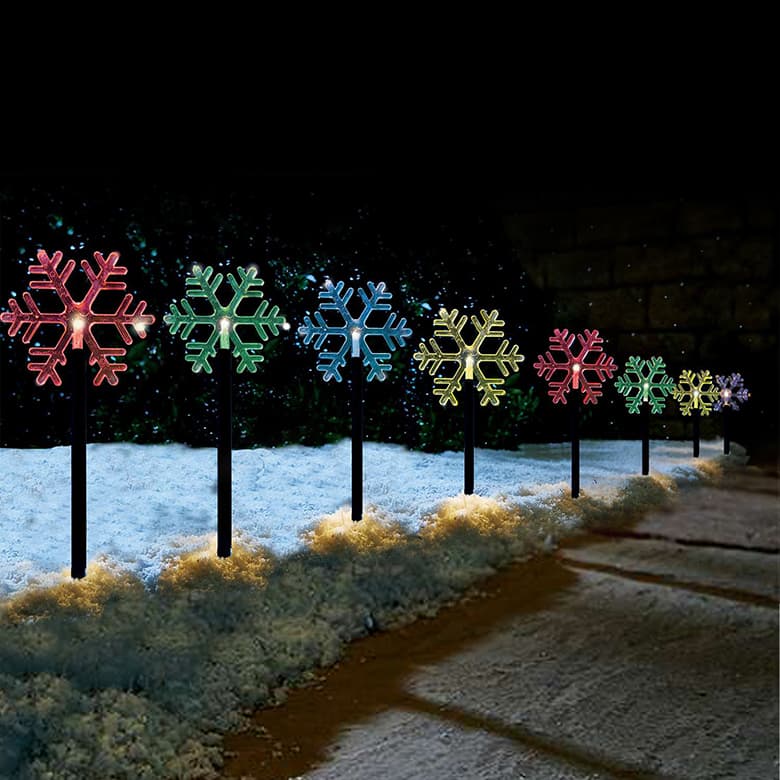 Solar Snowflake Path Lights  5 Pack, 35cm available in 2 Colors - Multicolor