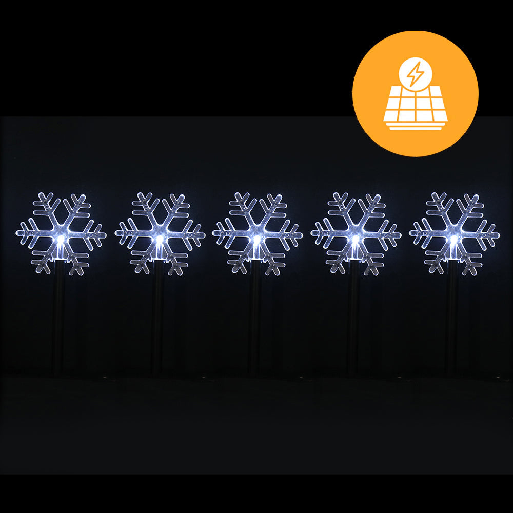 Solar Snowflake Path Lights  5 Pack, 35cm available in 2 Colors - Multicolor