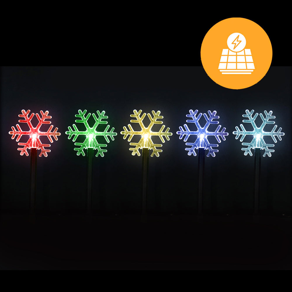 Solar Snowflake Path Lights  5 Pack, 35cm available in 2 Colors - Multicolor