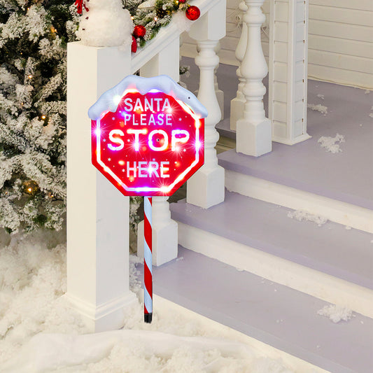 LED Stop Here Sign Multi 100cm Adjustable Height