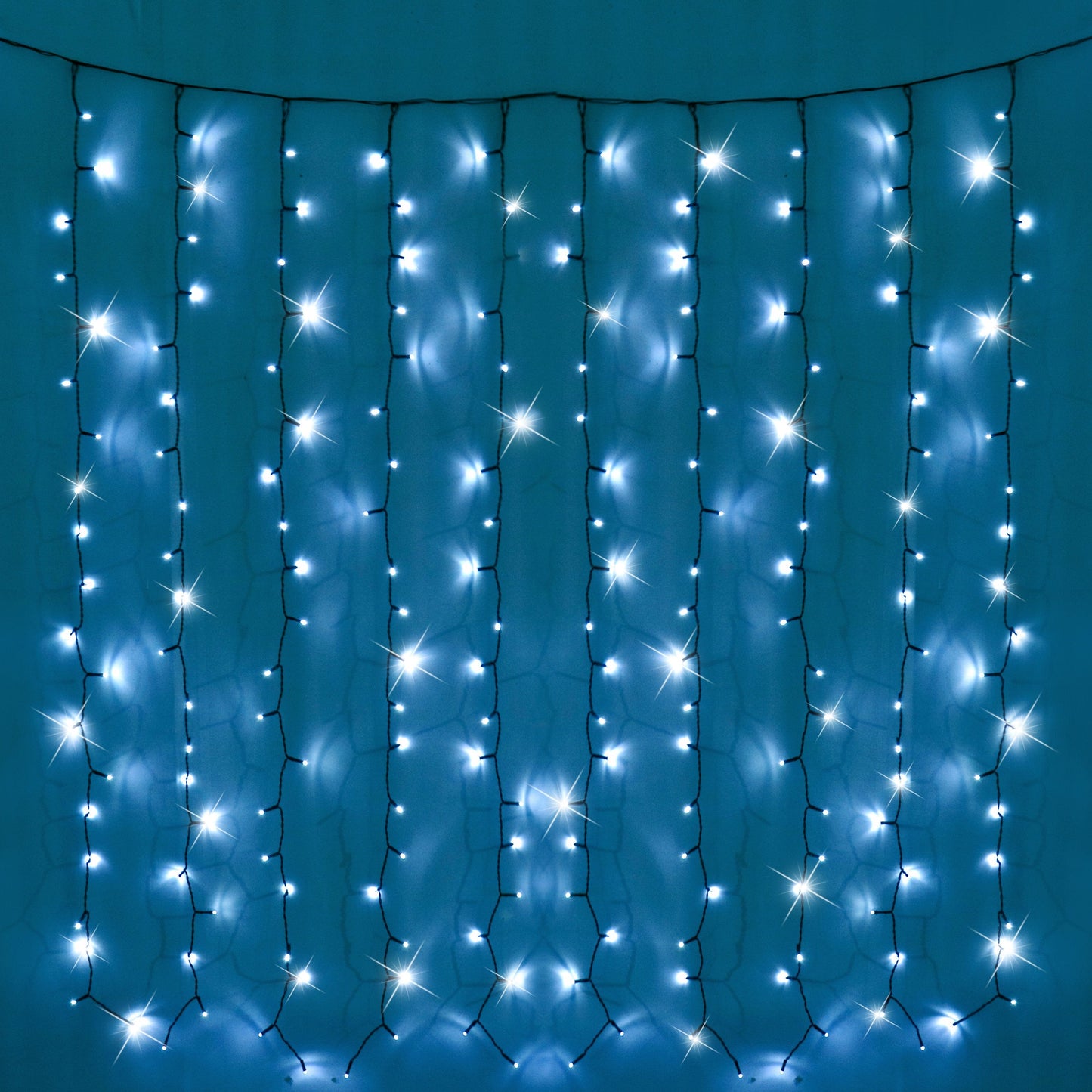 Battery Operated 200 LED Curtain Light 140 x 140cm, available in 3 Colors - Cool White