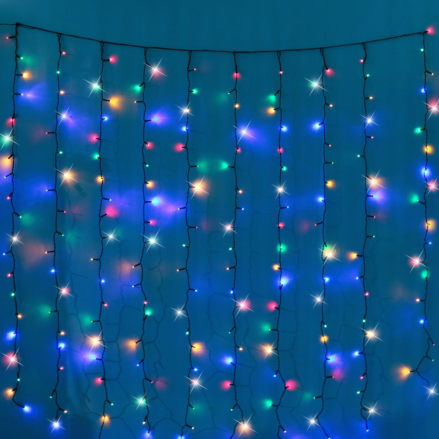 Battery Operated 200 LED Curtain Light 140 x 140cm, available in 3 Colors - Cool White