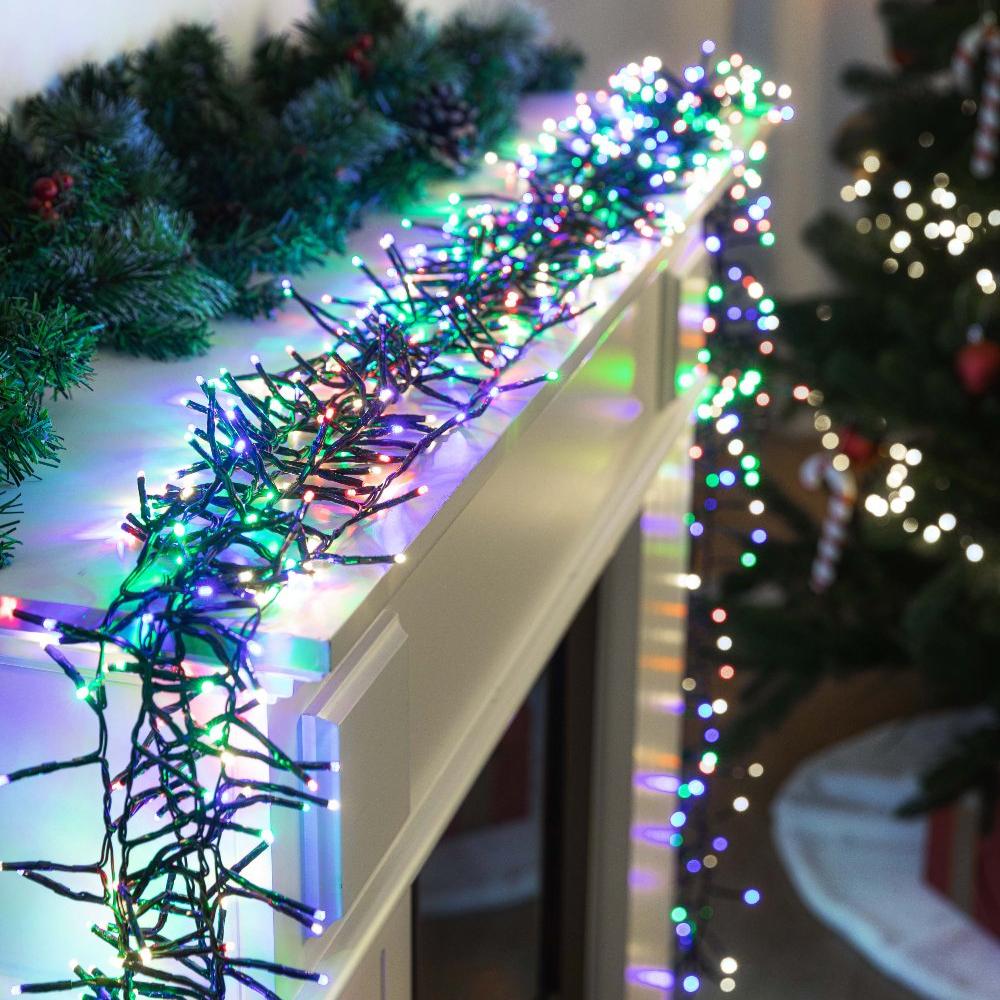 Battery Operated LED Cluster Lights  200 LEDs, Multicolor or Warm White - Multicolor