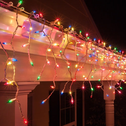 Battery Operated 200 LED Icicle Lights  Available in 2 Colors - Multicolor