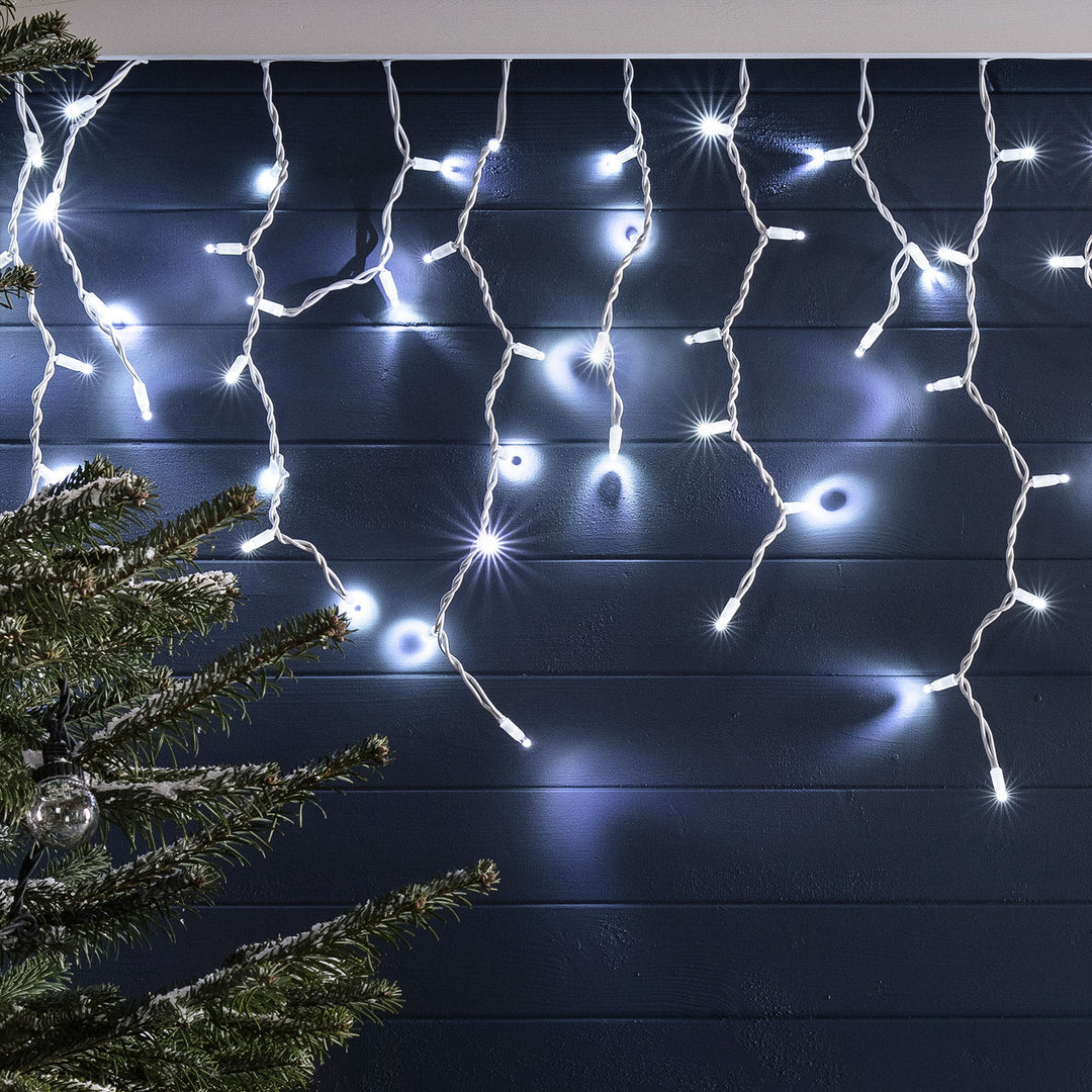 Battery Operated 200 LED Icicle Lights  Available in 2 Colors - Cool White