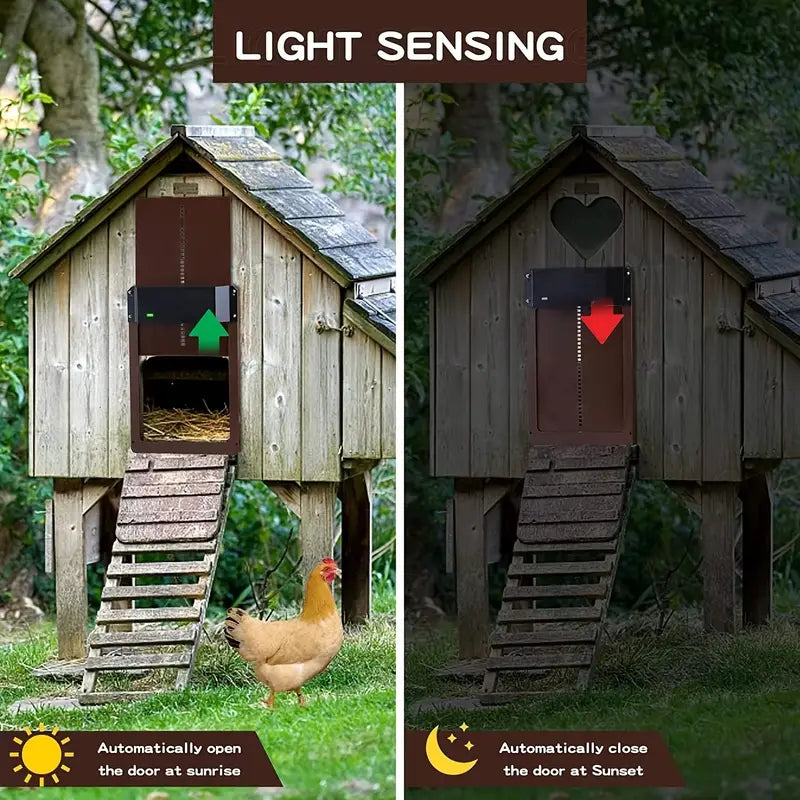 NNETM PCS Automatic Chicken House Coop Door Light-Sensitive Night And Morning Delay Auto Guard Door Opening For Chickens