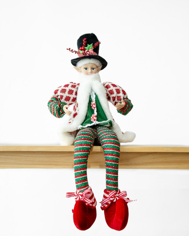 LUXURY CHRISTMAS CAROLLER ELF GREEN/RED 65CM