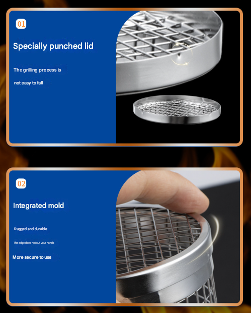 6 Pcs Size L Silver Rolling Stainless Steel BBQ Grill Basket - Cylindrical Grilling Cage for Veggies, Meats & More (304 Food-Grade)