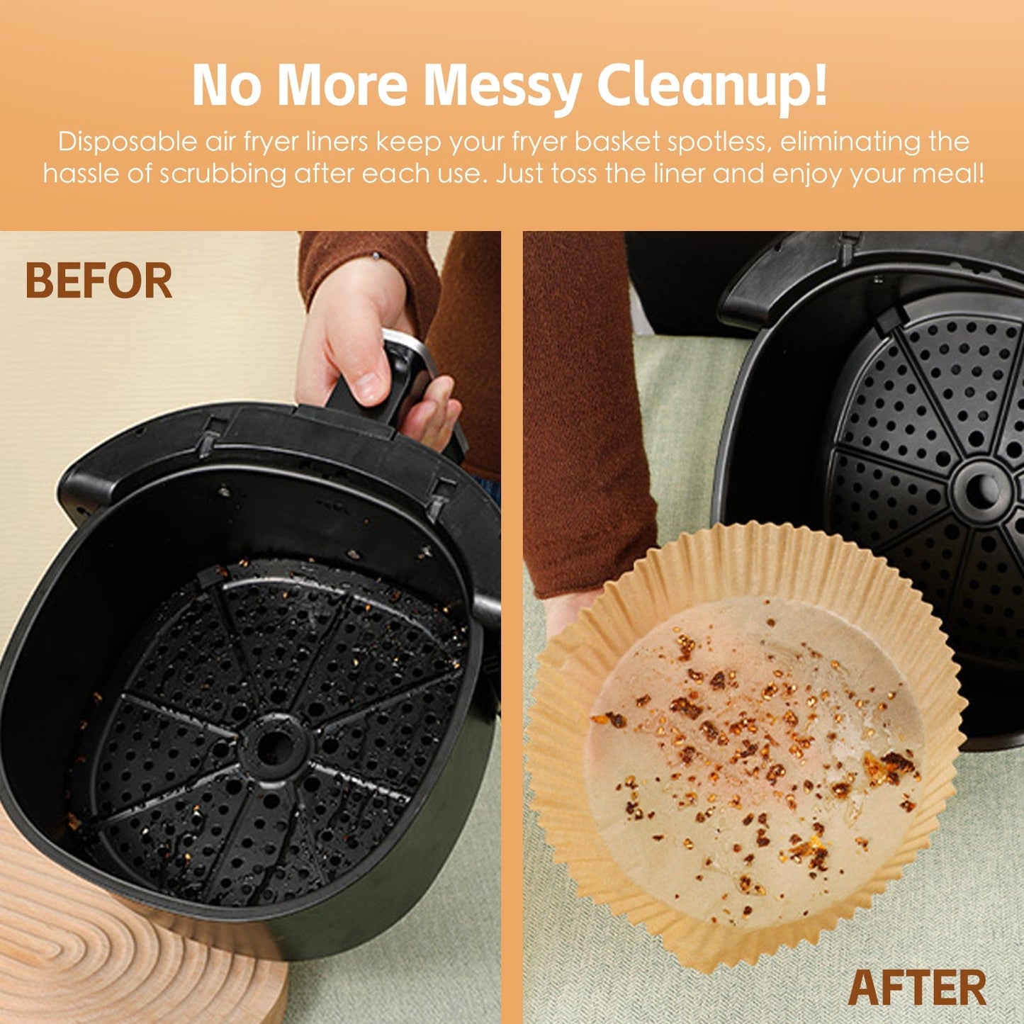 100 Pcs 16cm Round Disposable Unbleached Silicone Paper Dish Air-fryer Liner