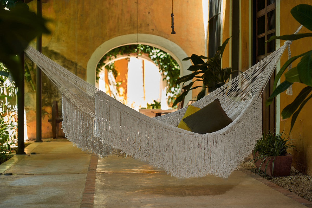 Ivory Cascade, hand woven rope Authentic Mexican Hammock