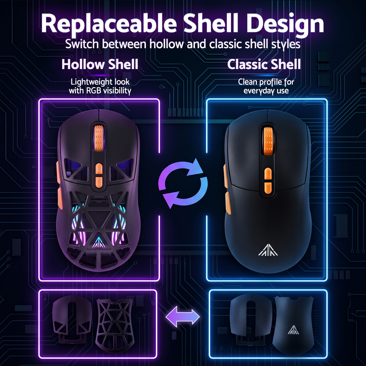 SOLAKAKA SM802 Pro Tri-Mode Gaming Mouse RGB 24000 DPI Hotswap