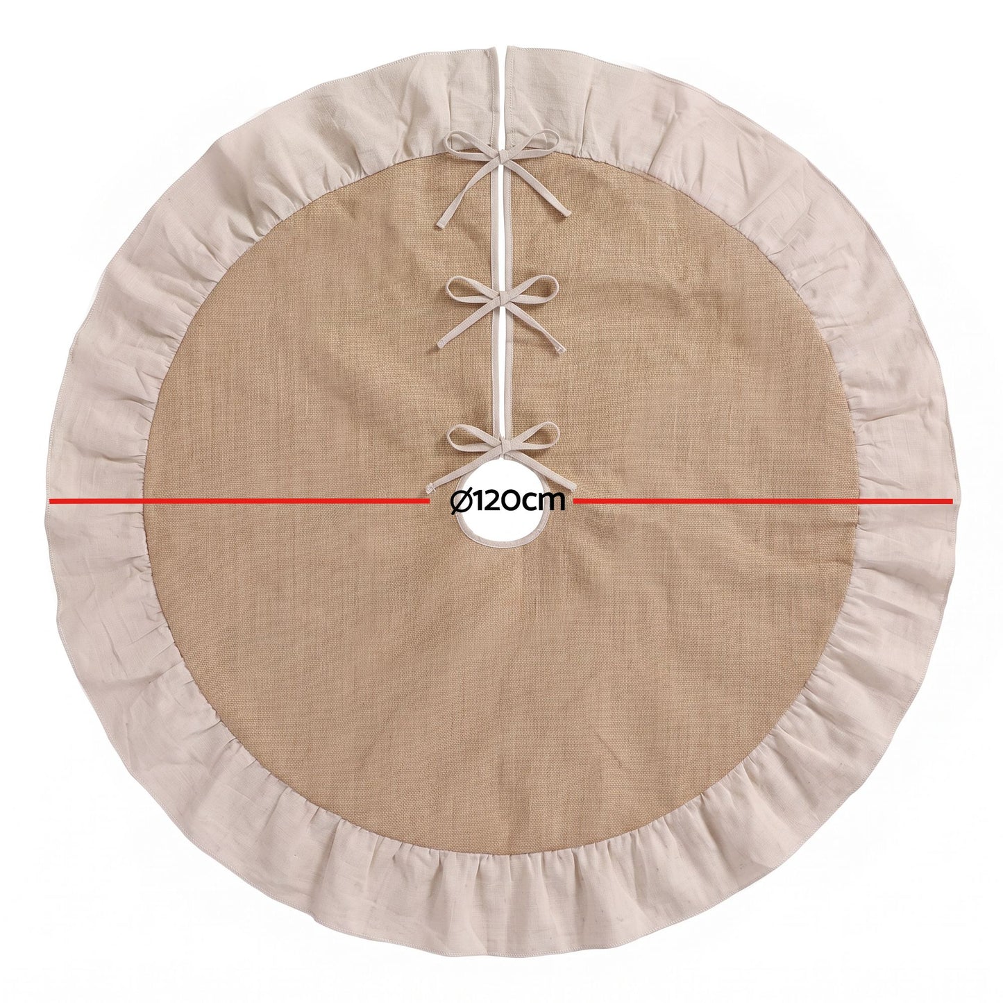 Jingle Jollys 120cm Christmas Tree Skirt Linen Christmas Tree Mat Decor
