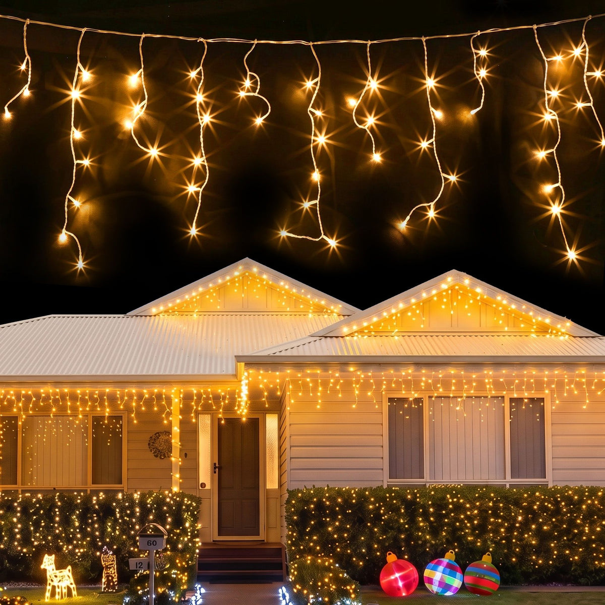 Jingle Jollys 32M Christmas Lights Icicle String Light 960 LED Decor Warm White