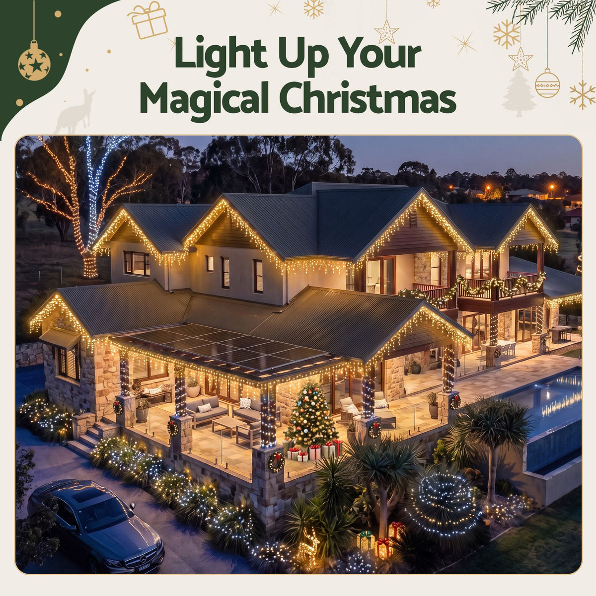 Jingle Jollys 32M Christmas Lights Icicle String Light 960 LED Decor Warm White