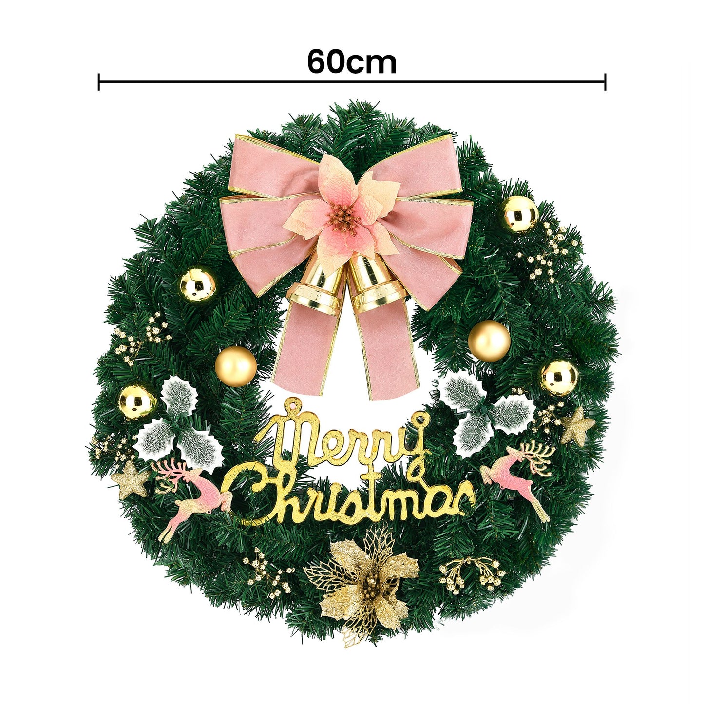 Jingle Jollys Christmas Wreath 60CM Garland Flowers Baubles Party Decorations