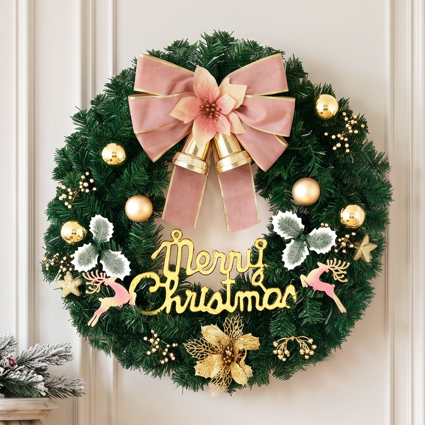 Jingle Jollys Christmas Wreath 60CM Garland Flowers Baubles Party Decorations