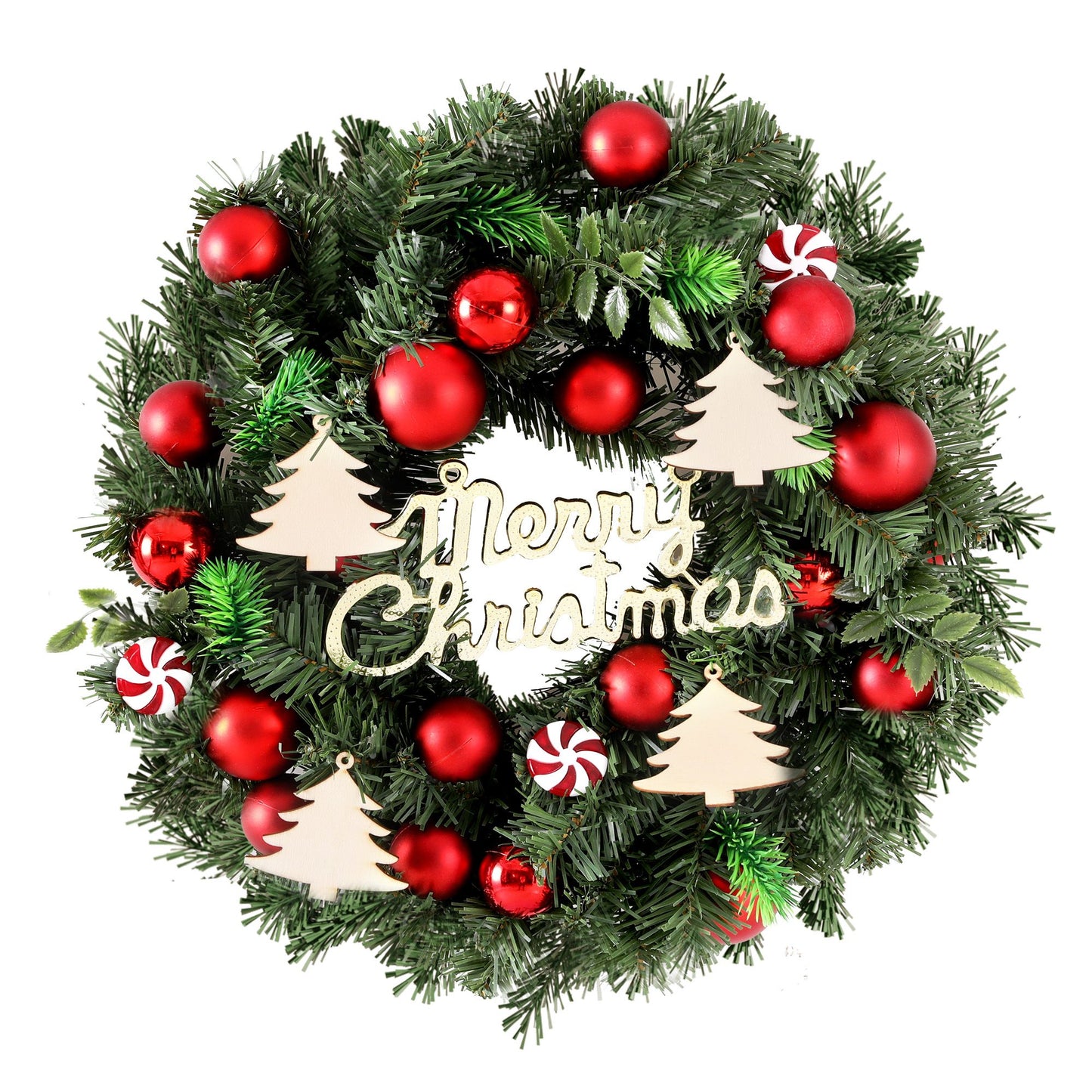 Jingle Jollys Christmas Wreath 40CM Xmas Garland Baubles Ornaments Party Decor