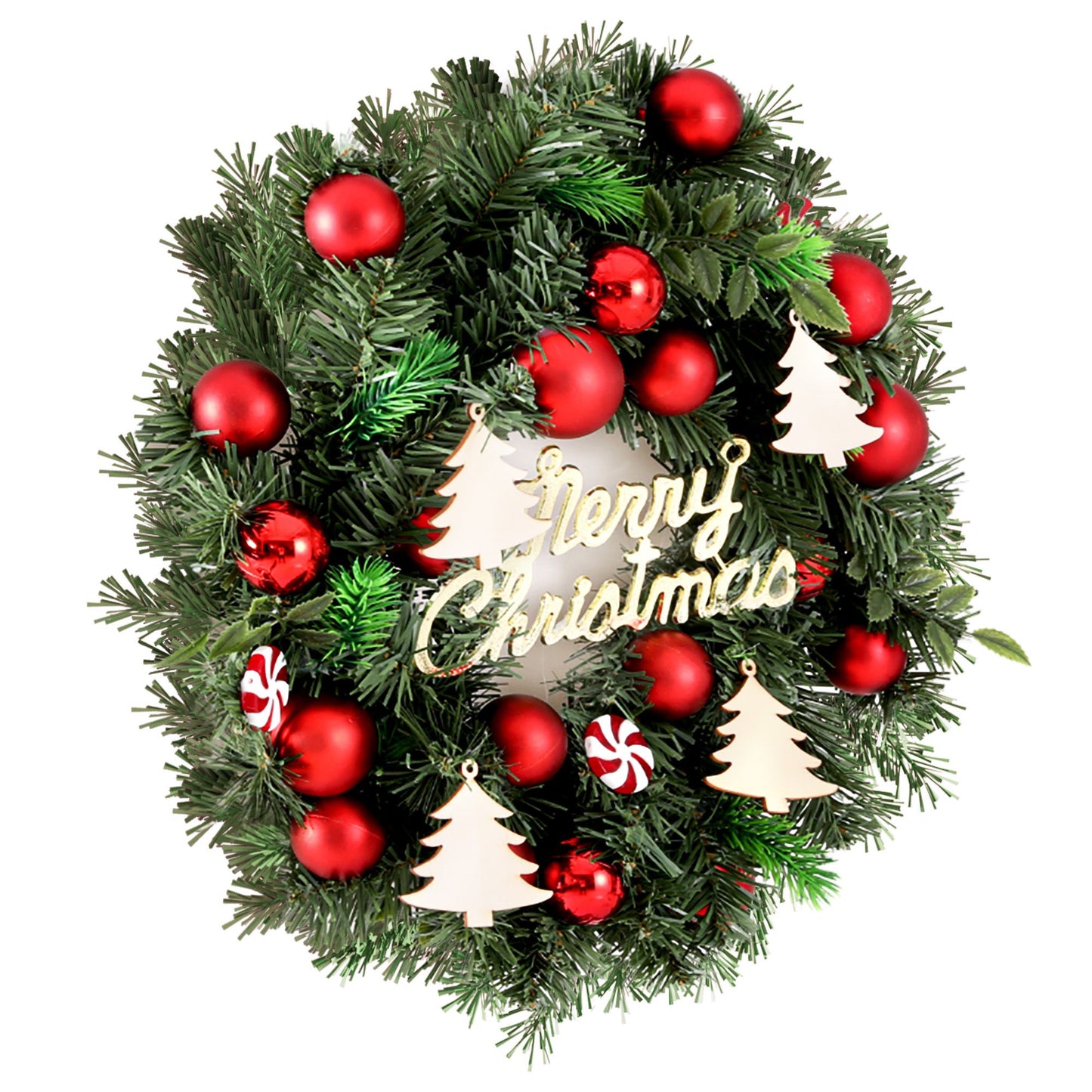 Jingle Jollys Christmas Wreath 40CM Xmas Garland Baubles Ornaments Party Decor
