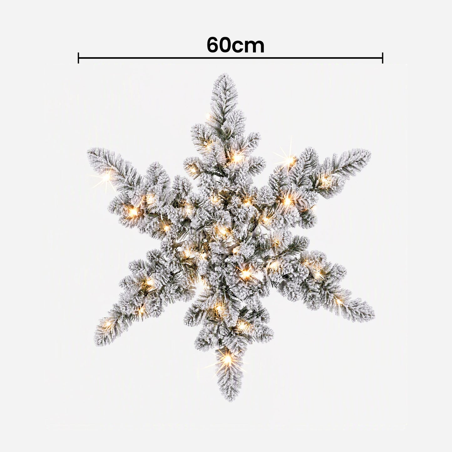Jingle Jollys 60cm Flocked Snowflake Christmas Wreath Garland Pre-Lit 40 LED Light Decor