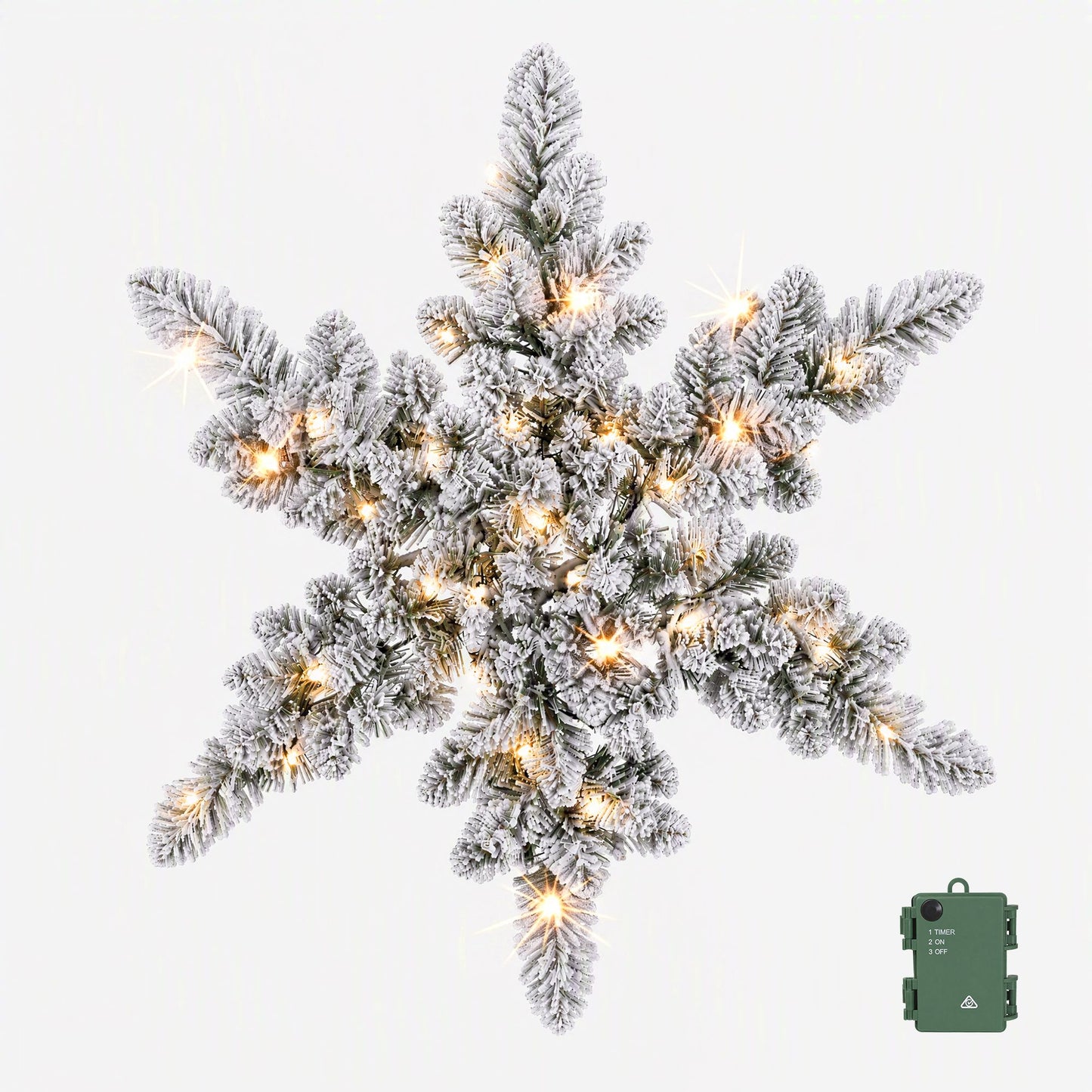 Jingle Jollys 60cm Flocked Snowflake Christmas Wreath Garland Pre-Lit 40 LED Light Decor