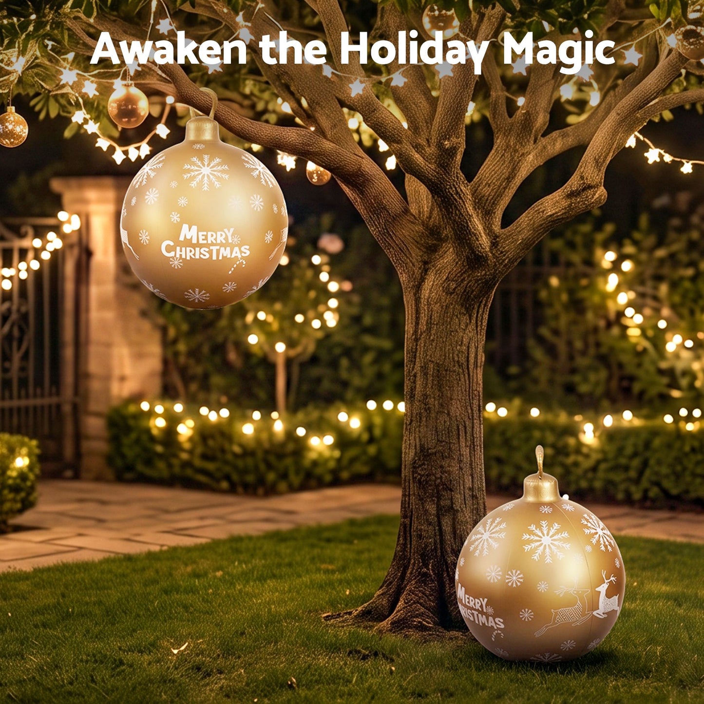 Jingle Jollys Christmas Inflatable Ball Bauble 60cm Outdoor Decoration Gold