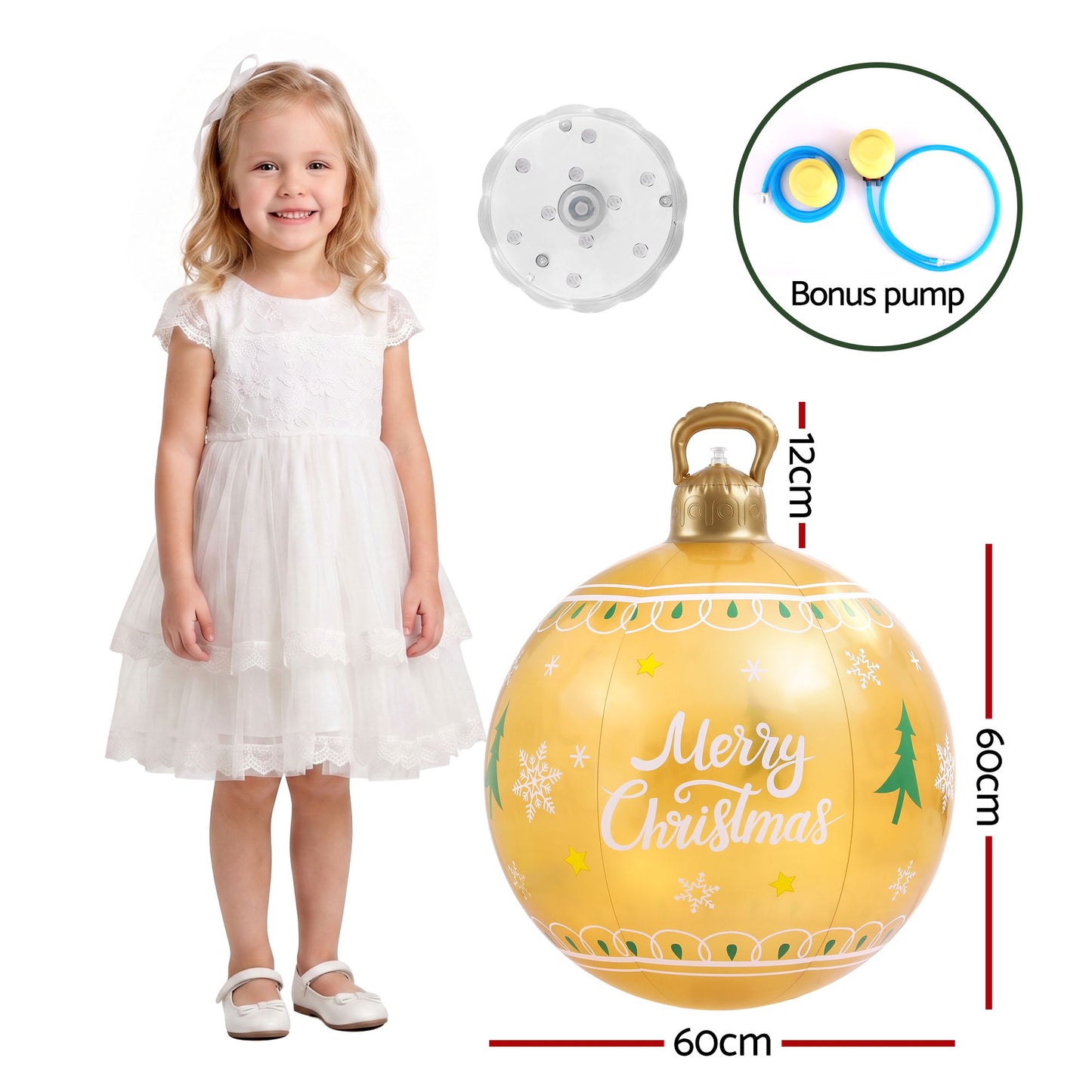 Jingle Jollys Christmas Inflatable Ball 60cm Led Illuminated Xmas Decoration