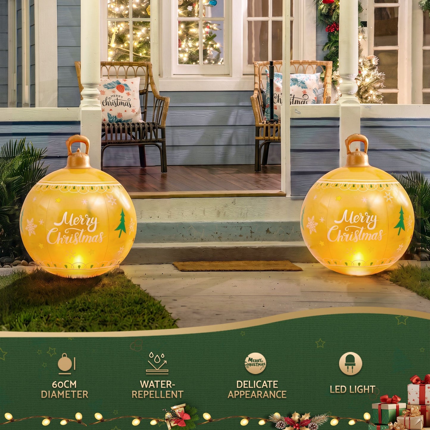 Jingle Jollys Christmas Inflatable Ball 60cm Led Illuminated Xmas Decoration
