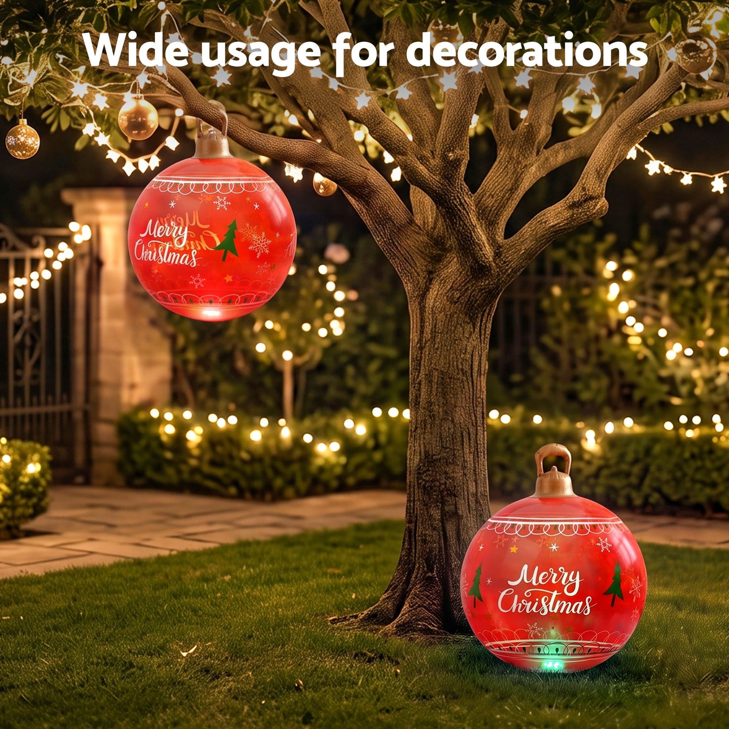 Jingle Jollys Christmas Inflatable Ball 60cm Led Illuminated Christmas Decoration Red