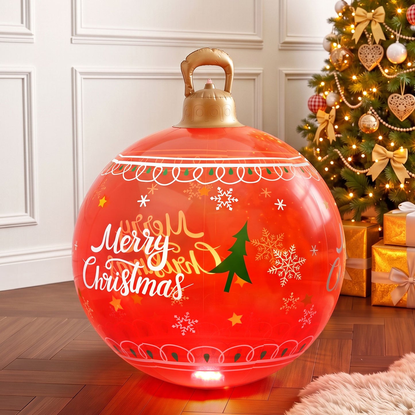Jingle Jollys Christmas Inflatable Ball 60cm Led Illuminated Christmas Decoration Red