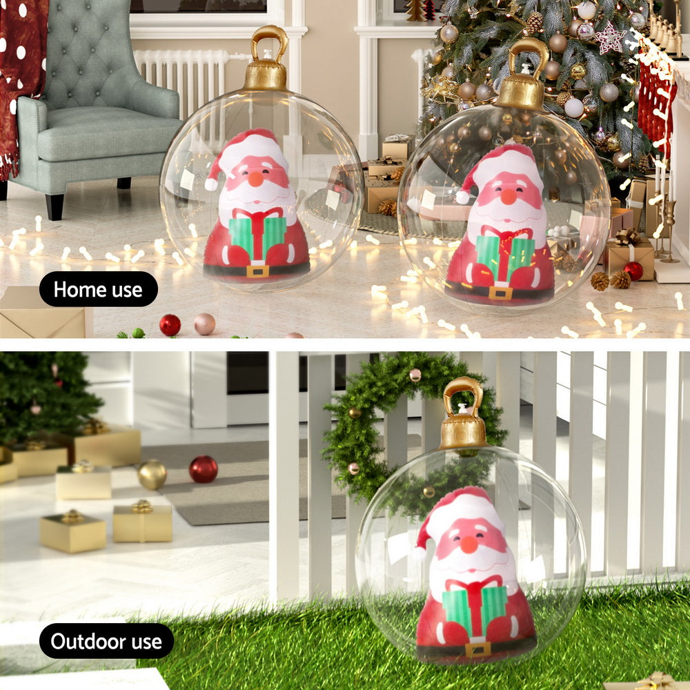 Jingle Jollys Christmas Inflatable Ball 60cm Santa Decoration Giant Bauble Clear