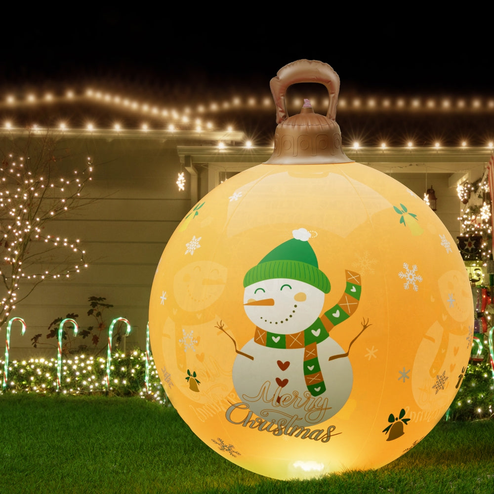 Jingle Jollys Christmas Inflatable Ball 60cm Led Illuminated Snowman Xmas Decor