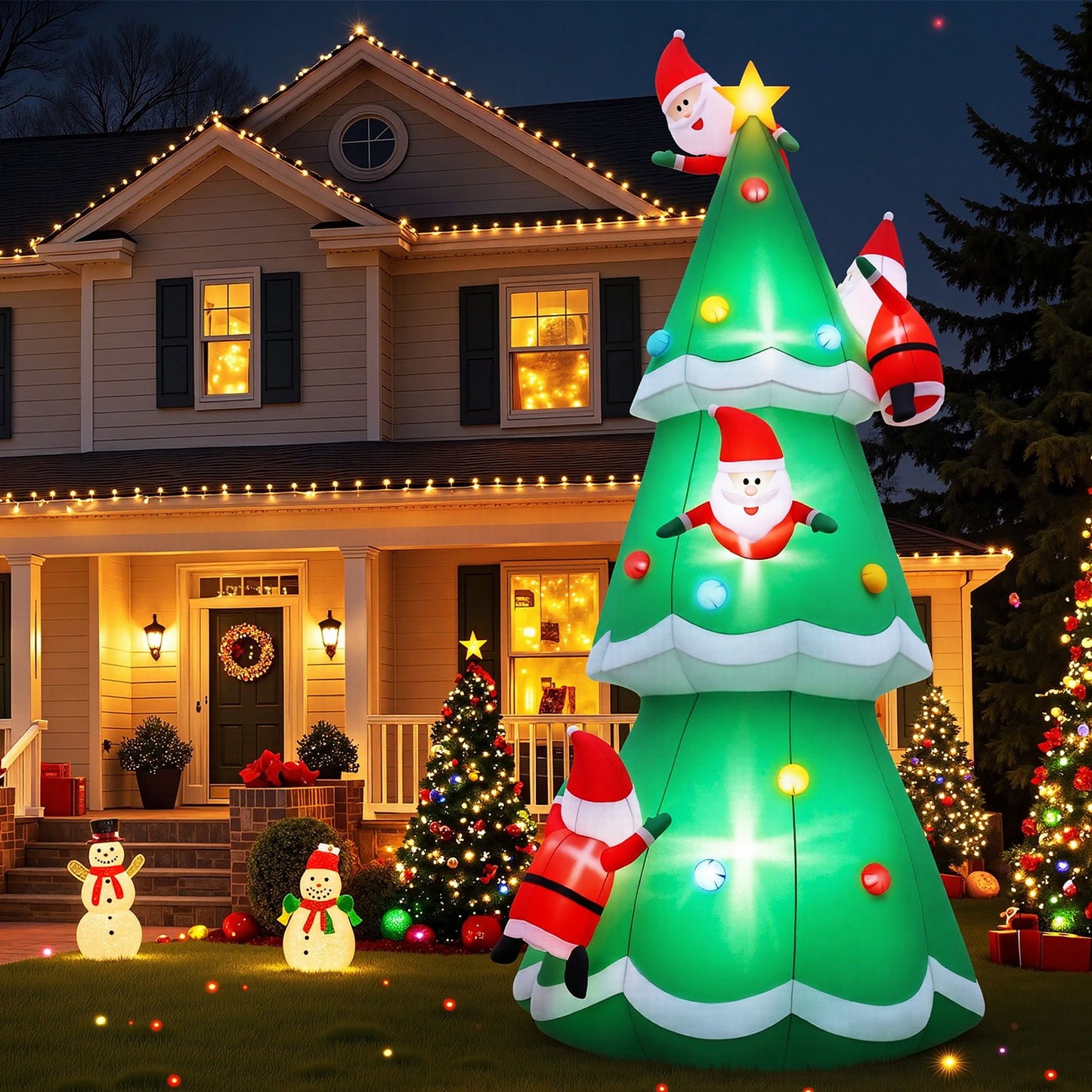Jingle Jollys Christmas Inflatable Santa Tree 5M Illuminated Decorations